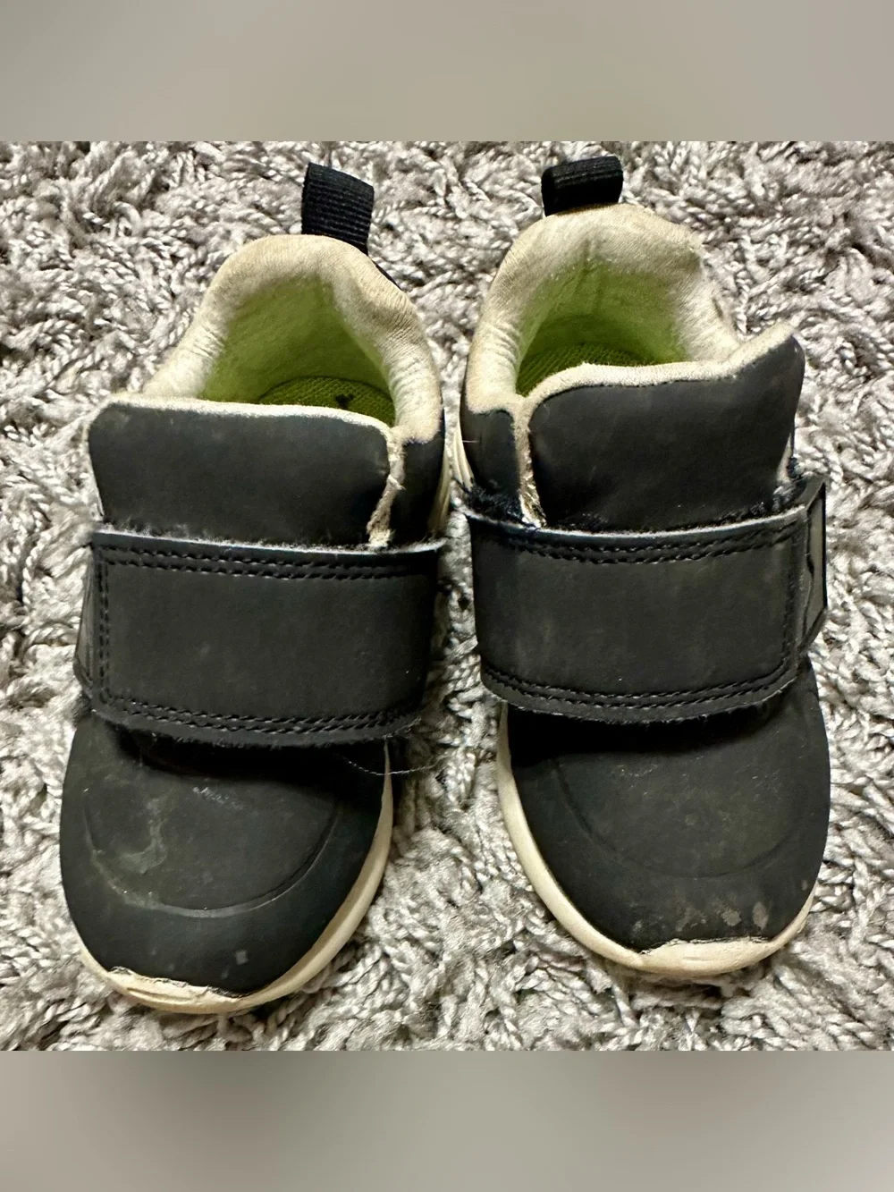 Cat & Jack Black Slip-On Sneakers with Lime Green Insoles